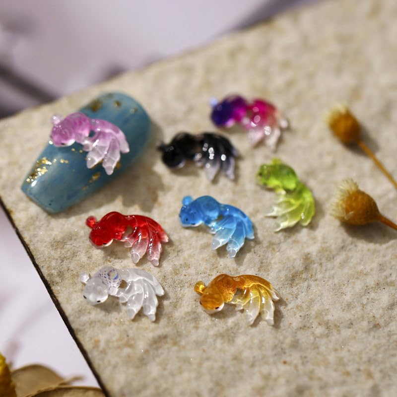 Comimark 100 PCS Resin Colorful Mini Kawaii Goldfish Flat Back Rhinestone Appliques DIY Wedding Scrapbook Manicure Gradual Mermaid Nail Pendant Koi Embellishments Crafts - Image 3